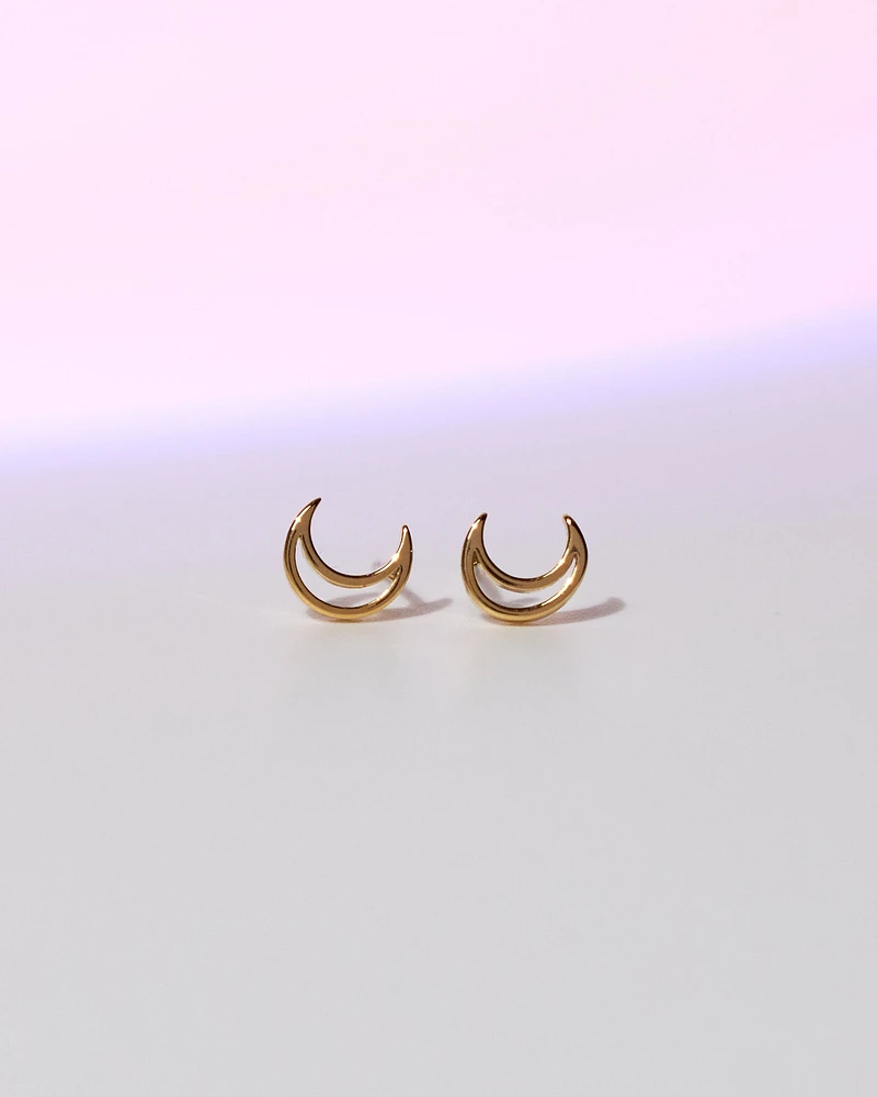 Hollow Moon Post Earring