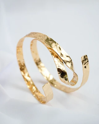 16K Plated Hammered Arm Cuff