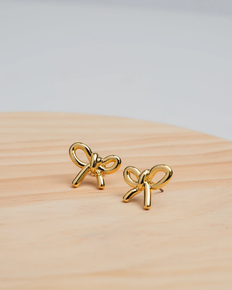 20K Plated Classy Bow Earrings