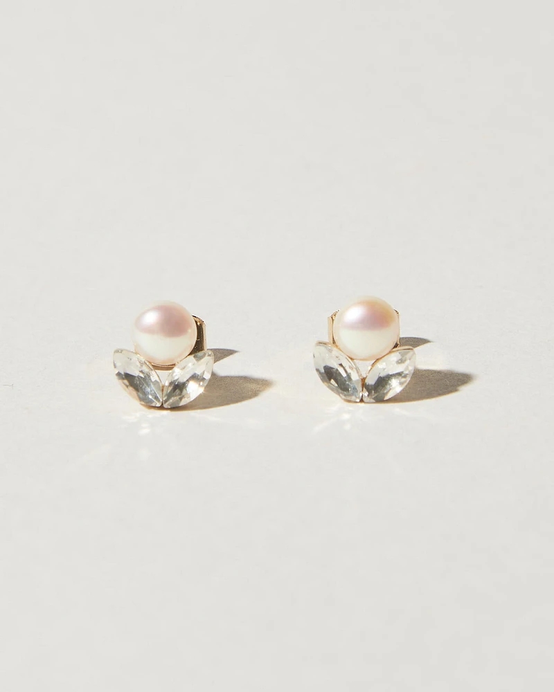 Pearl Flower Post Earrings