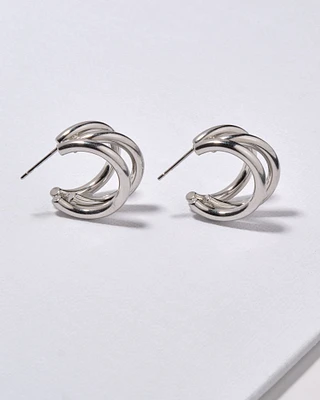 Silver Trio Hoops