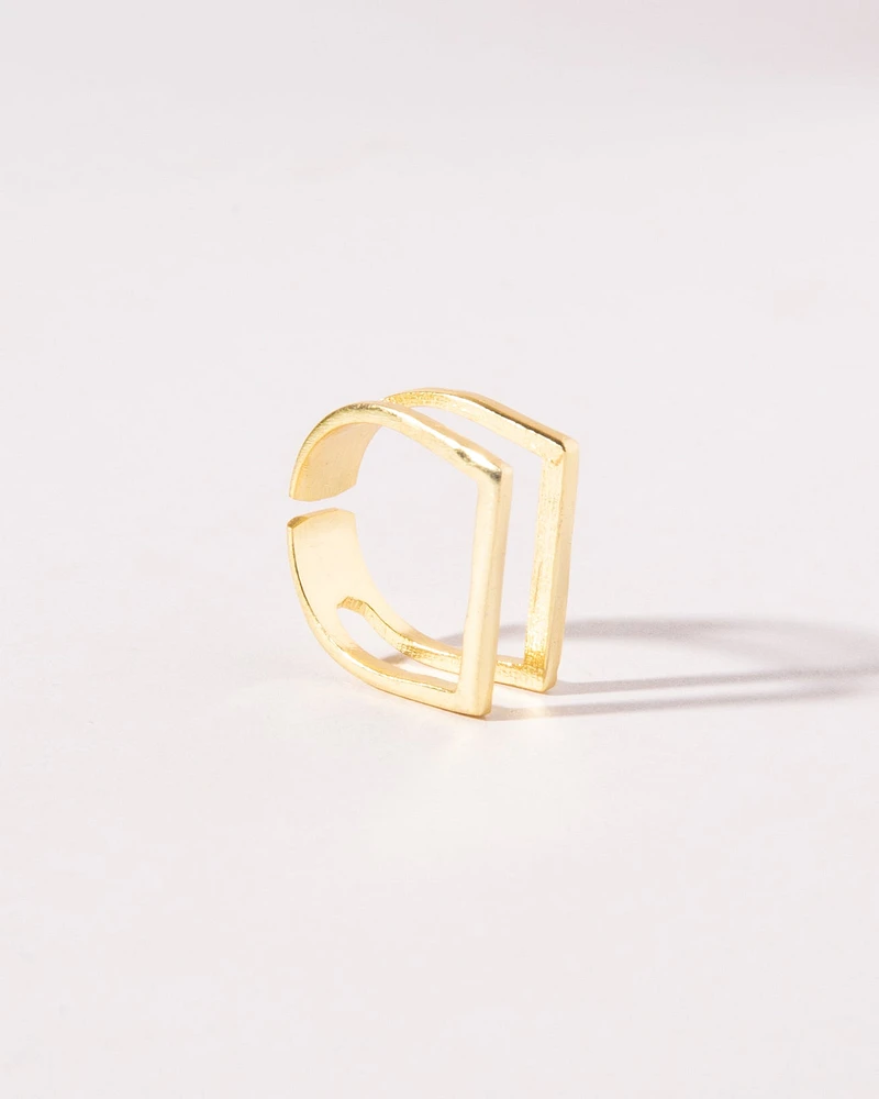 14K Plated Double Line Ring