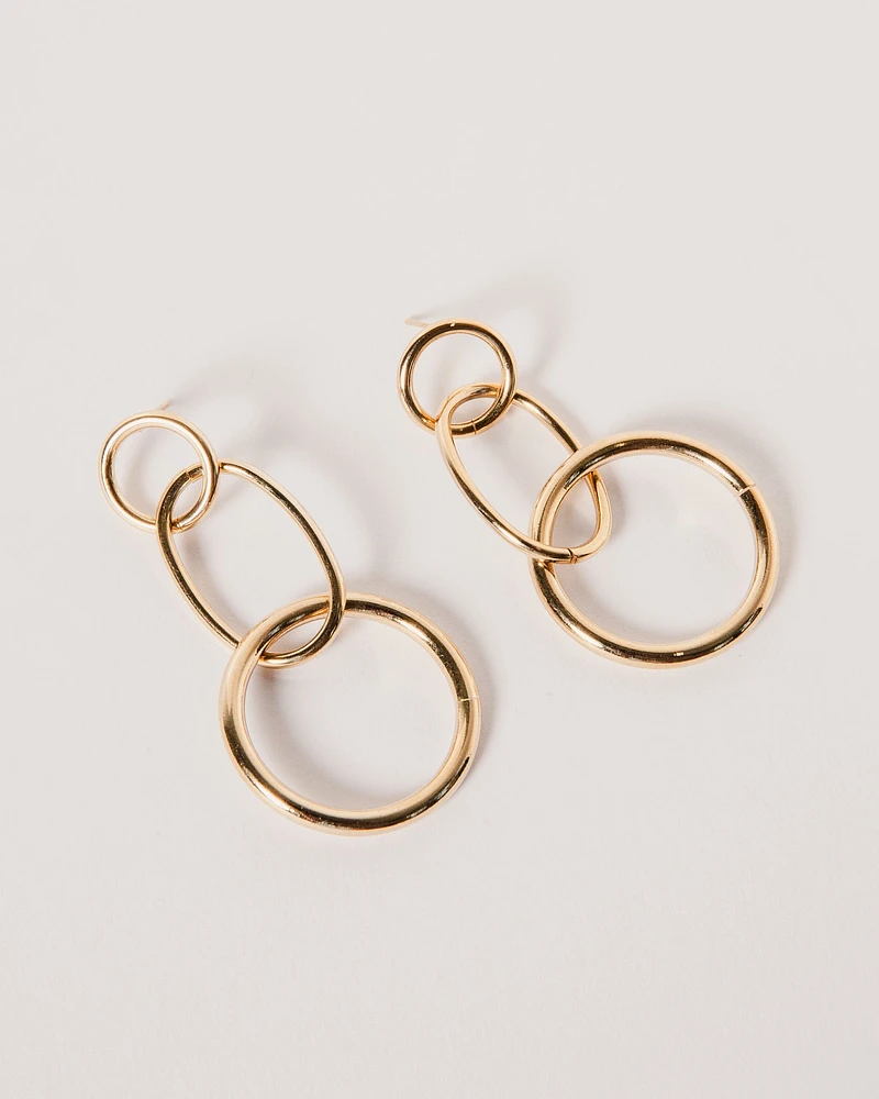 16K Plated Three Links Earrings