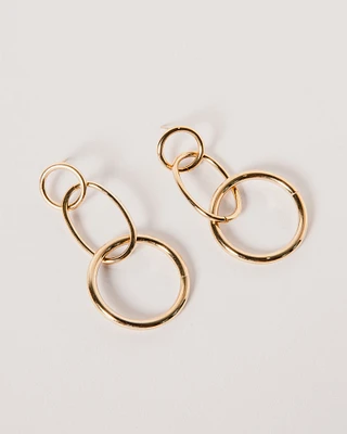 16K Plated Three Links Earrings