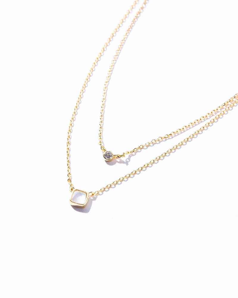 16K Plated Simple Double Layered Necklace