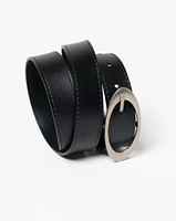 Oval Buckle Leather Belt