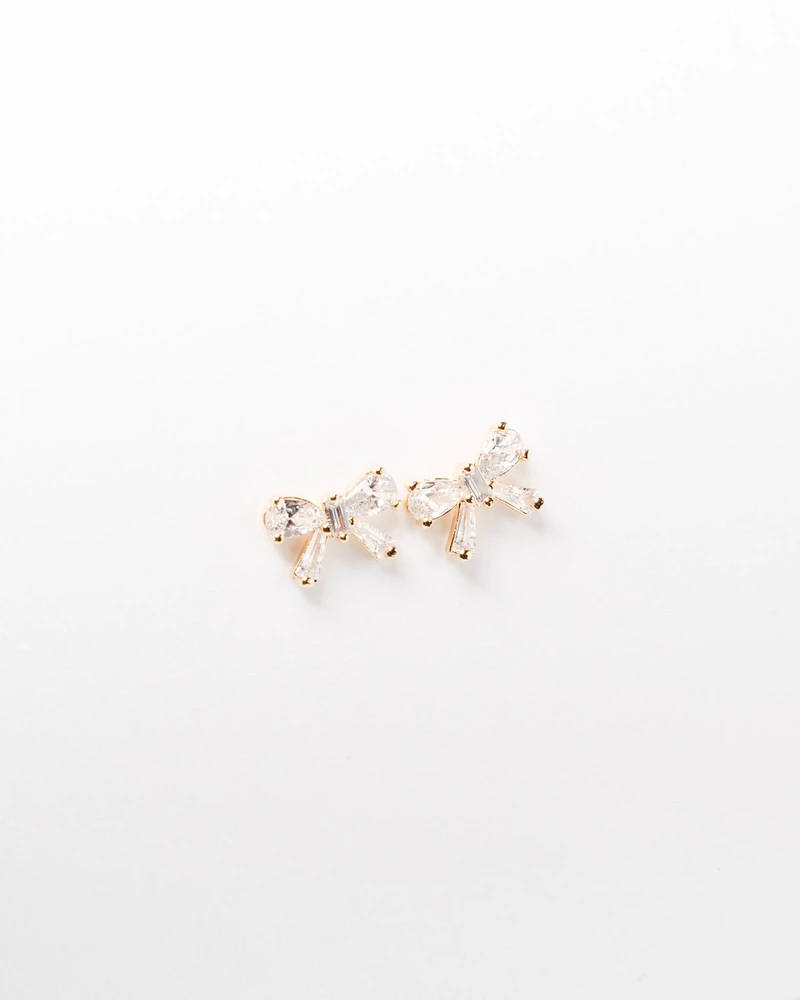 16K Plated Mini Classy Bow Earrings