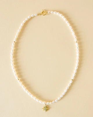 16K Plated Pearl Burst Necklace