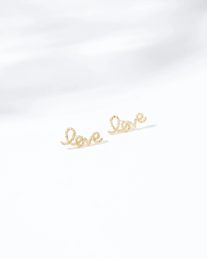 18K Plated Love Love Post Earrings