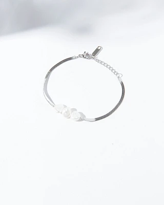 Silver Pearl Snake Bracelet