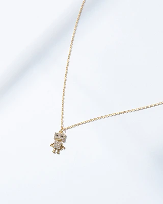 18K Plated Robot Necklace