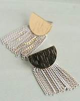 16K Plated Fringed Half Moon Earrings