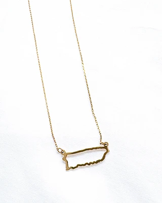 18K Plated PR Hollow Map Necklace