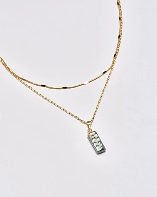 18K Plated Rectangle Stone Necklace