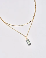 18K Plated Rectangle Stone Necklace