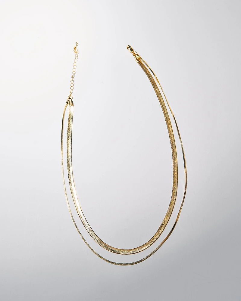 18K Plated Double Snake Necklace