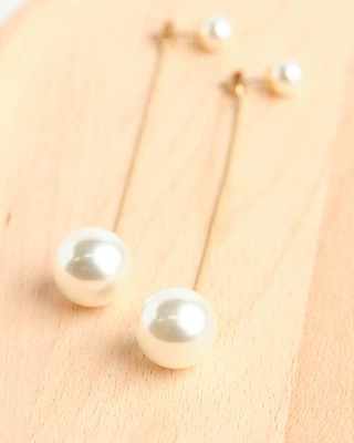 18K Plated Long Big Pearl Earrings
