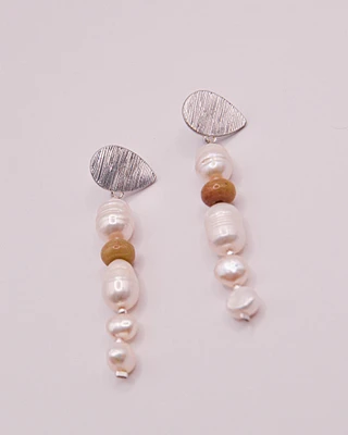 Silver Pearl Tear Earrings