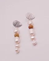 Silver Pearl Tear Earrings