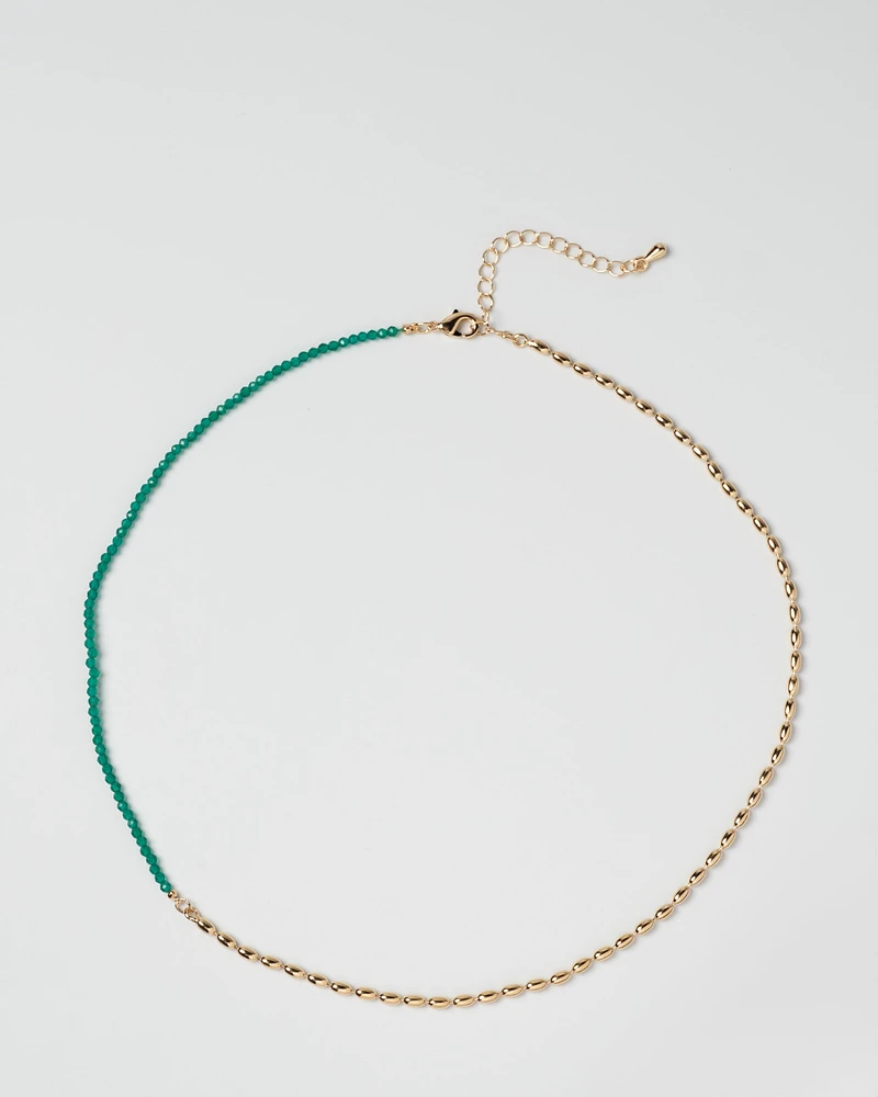 18K Plated Beads + Chain Necklace