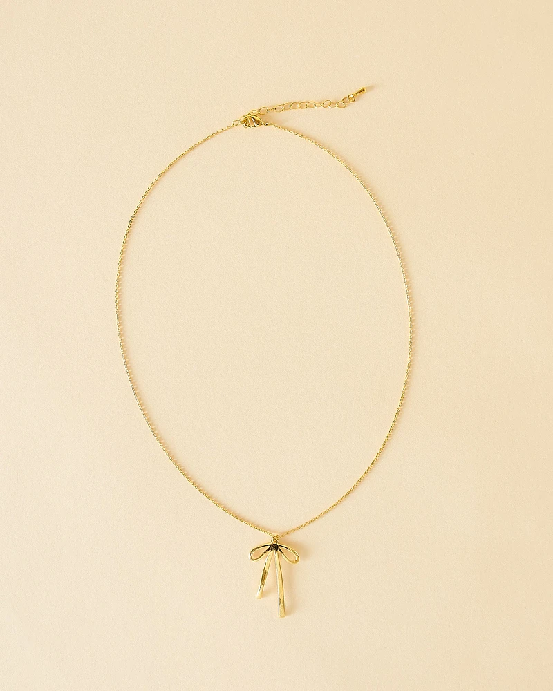 16K Plated Gold Bow Necklace