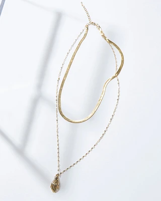 14K Plated Mano Santa Necklace