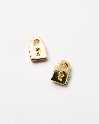 16K Plated Lock Post Earring