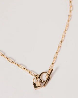 16K Plated Lock Pendant Necklace