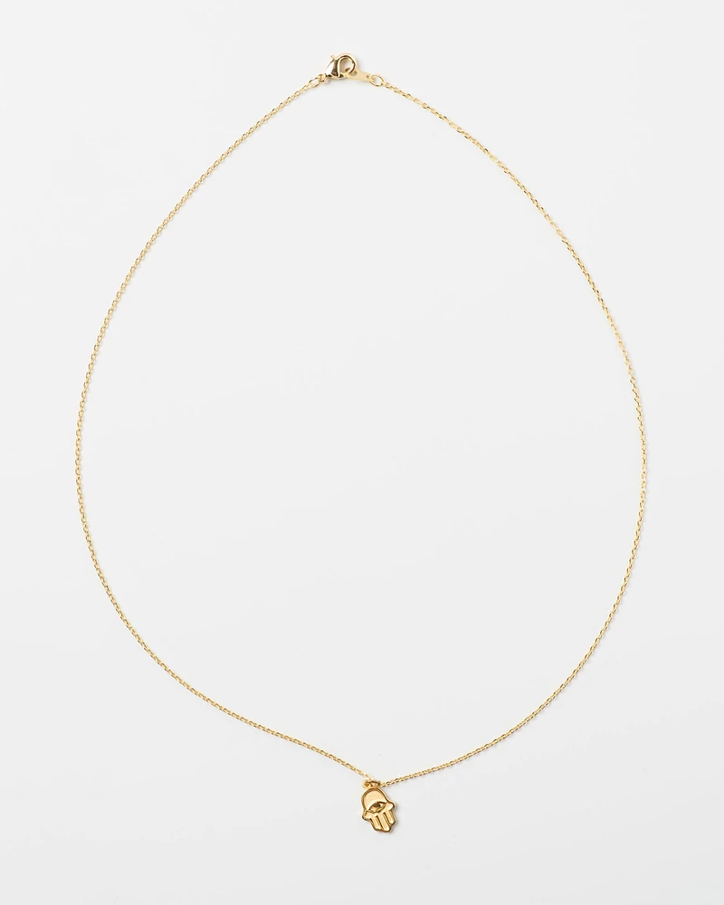 14K Plated Cleo Hamsa Necklace