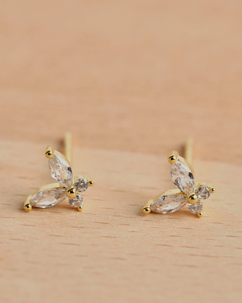 16K Plated Blug Butterfly Post