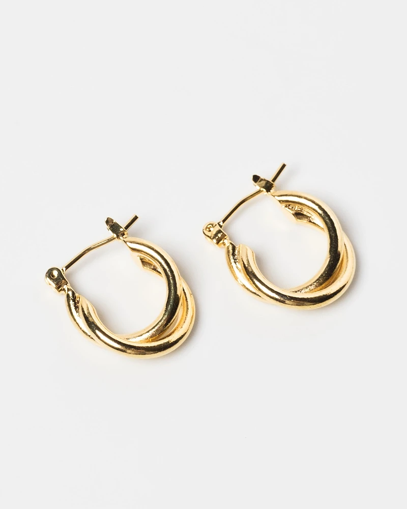 24K Plated Lyon Double Hoop