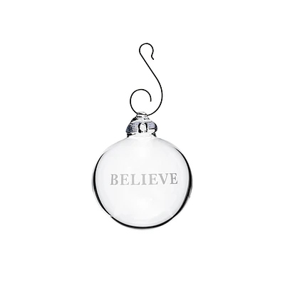 Engraved "Believe" Round Ornament in Gift Box