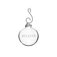 Engraved "Believe" Round Ornament in Gift Box