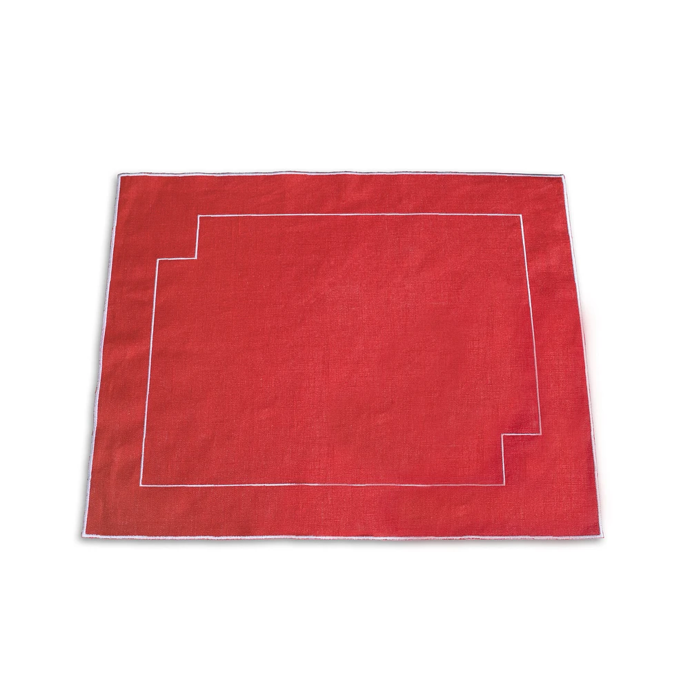 Cardinal Red Linen Rectangular Placemat