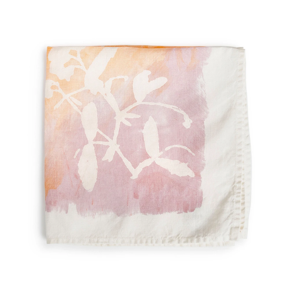 Apricot Floral Linen Napkin - 18 Inch