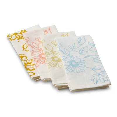 Multicolor Daisy Linen Napkins - Set of 4