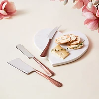 Marble Heart Board & Woodbury Cheese Knife Set Bundle