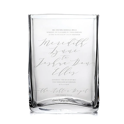 Engraved Weston Vase - L with Wedding Invitation