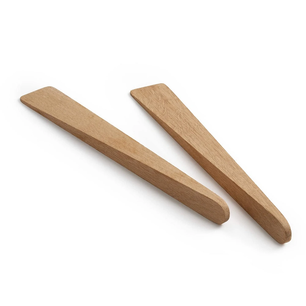 Modern Salad Server Set, 13 Inch — Oak