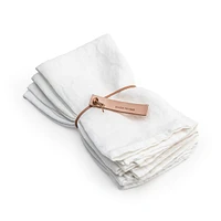 White Hemmed Linen Napkins, Set of 4