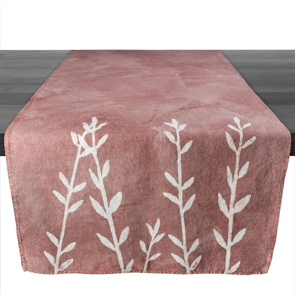 Linen Runner, 67 Inch — Pink Branches