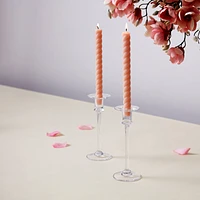 Rope Taper Candle, 10", Set of 2 — Blush