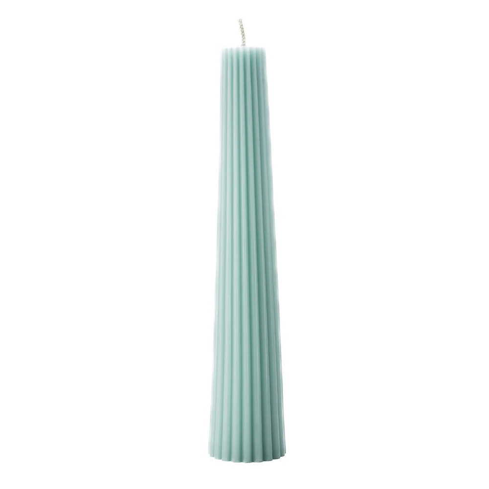 Fluted Pillar Candle,13.5 Inch — Robin's Egg Blue