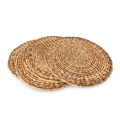 Clayton Natural Round Placemat, 15 Inch, Set of 4