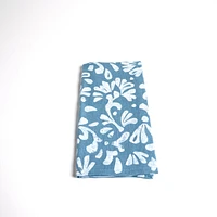 Linocut Floral Linen Napkins - Set of 4