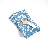 Linocut Floral Linen Napkins - Set of 4
