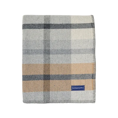 Heritage Beige Northfield Plaid Wool Throw Blanket