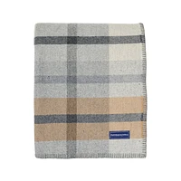 Heritage Beige Northfield Plaid Wool Throw Blanket