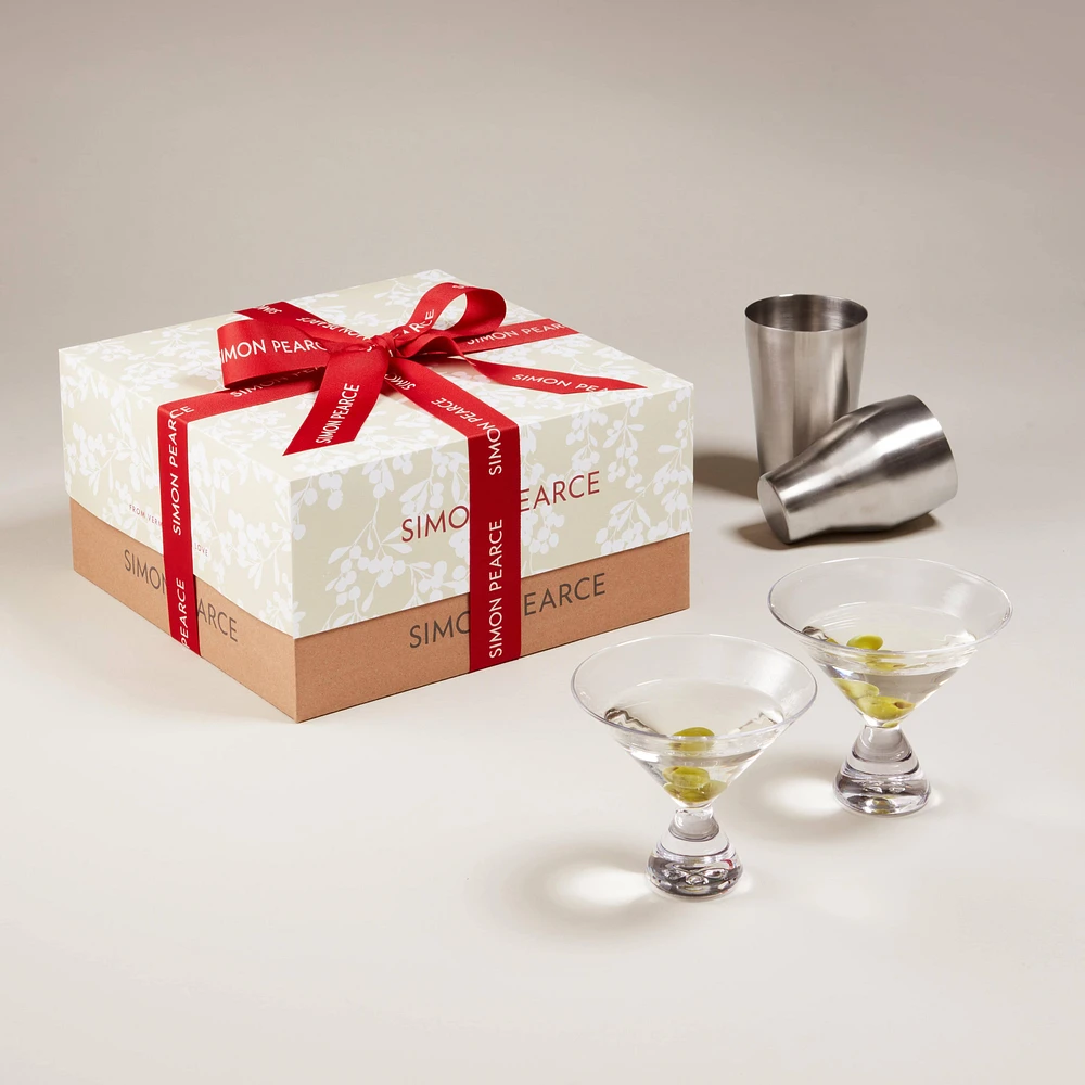 Westport Stemless Martini Glass & Shaker Gift Set ($260 Value)