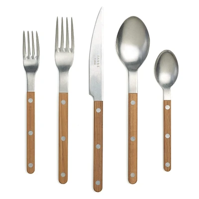 Teak Handle 5-Piece Flatware Setting